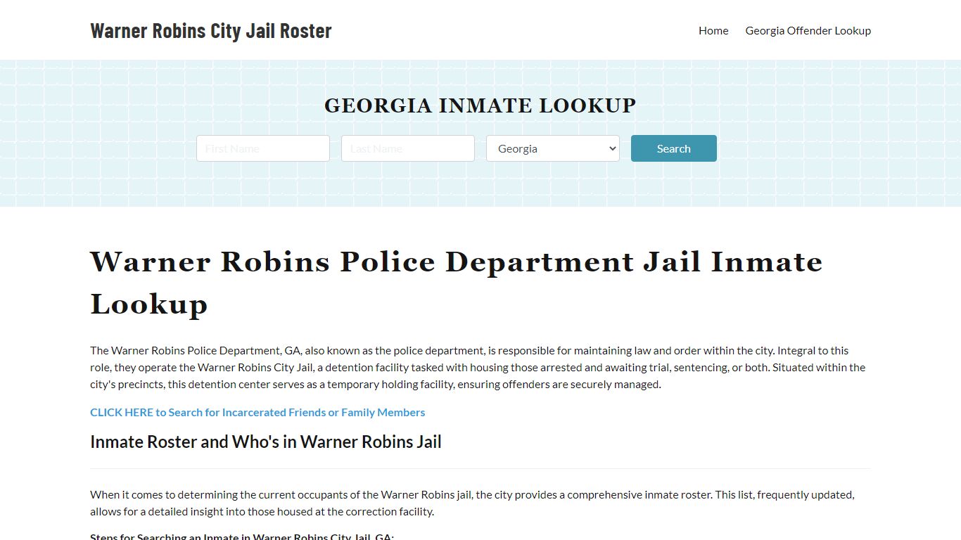Warner Robins Police Department & City Jail, GA Inmate Roster, Arrests ...